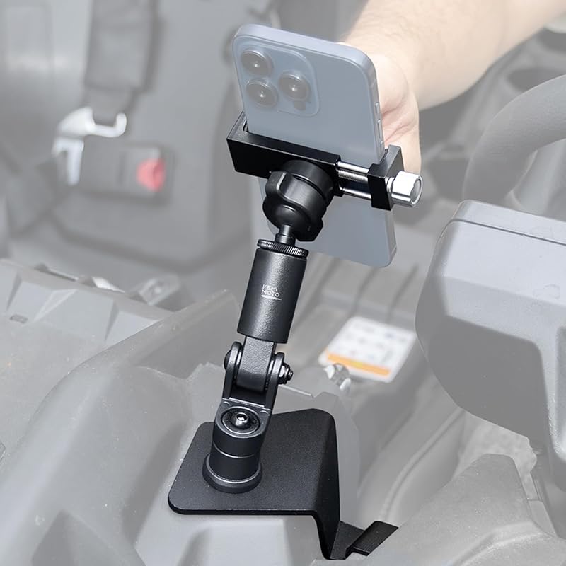 KEMIMOTO X3 Phone Mount, CNC Aluminum Dashboard 360° Adjustable Cell Phone Holder, Compatible With Can-Am Maverick X3 And MAX Models