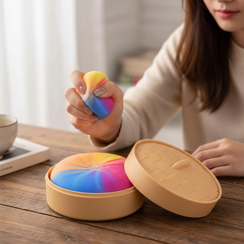 Cute Steamed Bun Stress Relief Toy - Premium High Resilience Fidget Toy Ortable Compact Size For Home Office