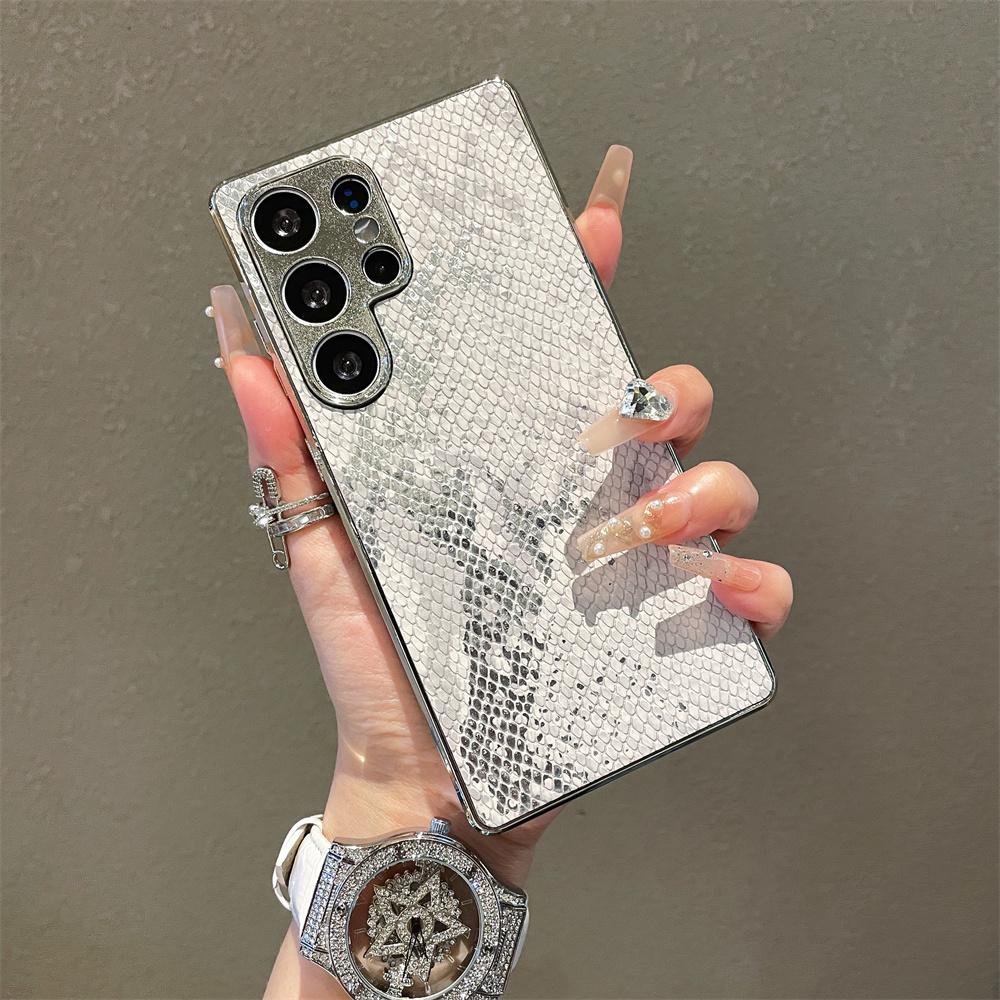 Electroplating Leather Phone Case for Samsung Galaxy S23 FE S24 Plus Ultra S25 Edge A56 A55 A54 A36 A35 A34 A26 A25 A16 A15 A06