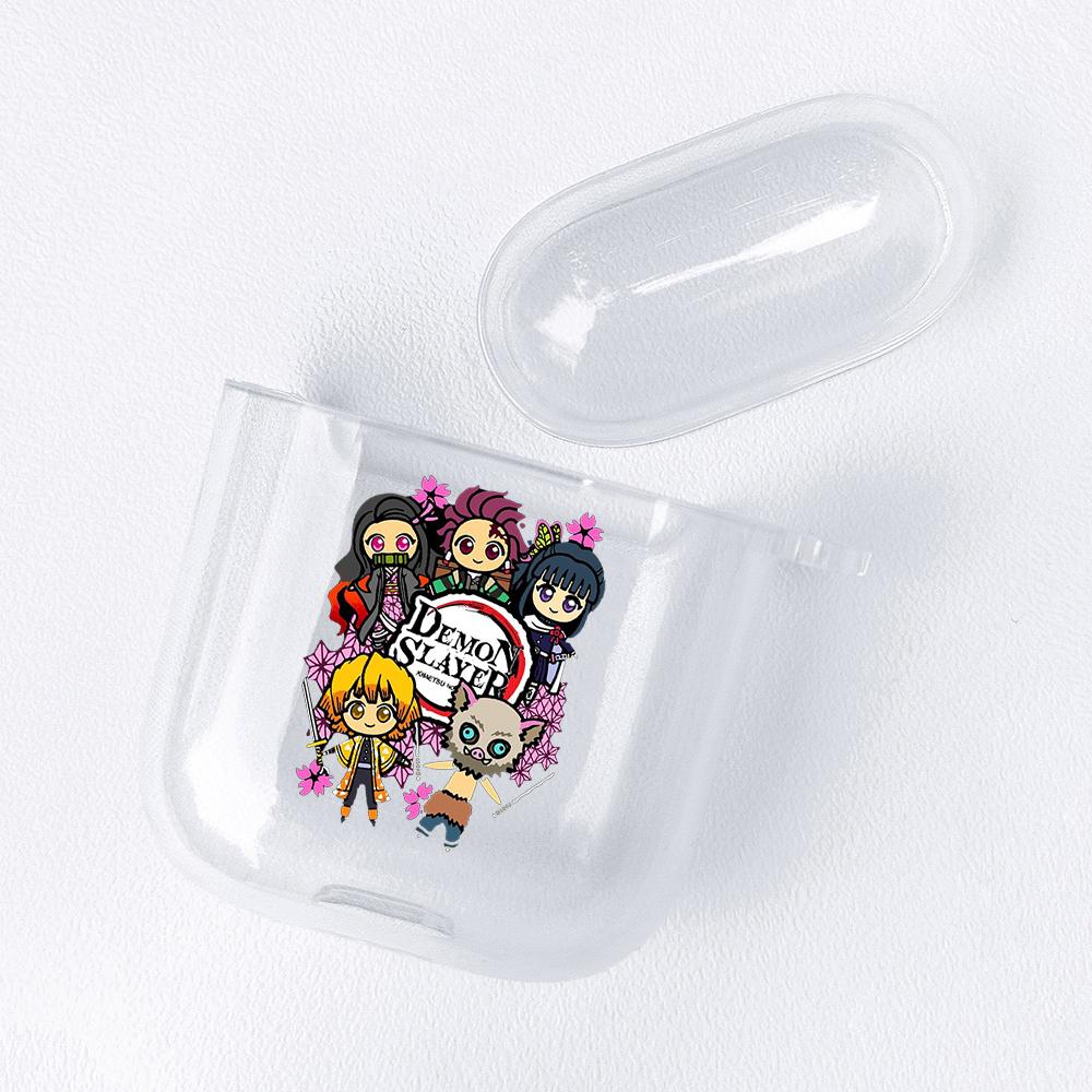 Demon Slayer Nezuko Zenitsu Tanjirou Transparent Airpods-veske for Funda Airpods 2/1-deksel Kimetsu No Yaiba Soft TPU-veske Coque