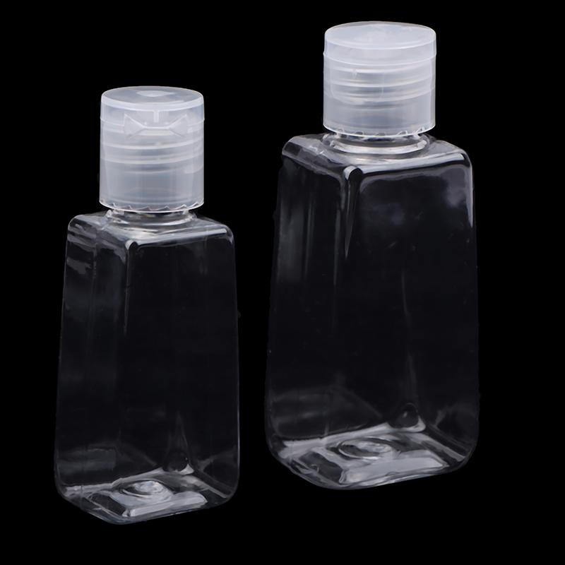 10Pcs 30/60Ml Trapezoidal Plastic Hand Sanitizer Bottles Dispenser Transparent Gel Reffillable Bottle Container With Filp Cap