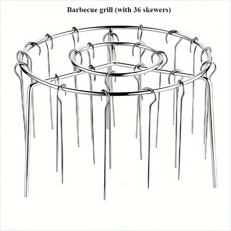 

12/24/36 Шампур+ Гриль-аэрофритюрница - Вертикальная конструкция с несколькими иглами, Не требует переворачивания, Нержавеющая сталь, Идеально для дома, кемпинга, пикников, Рождества 37pcs