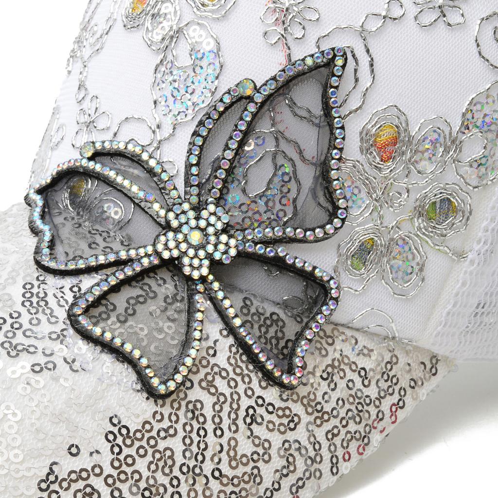 Northwood Summer Women Sequined Rhinestones Butterflies Baseball Caps Girls Sunoutdoor Breathable Sunshade Mesh Hats