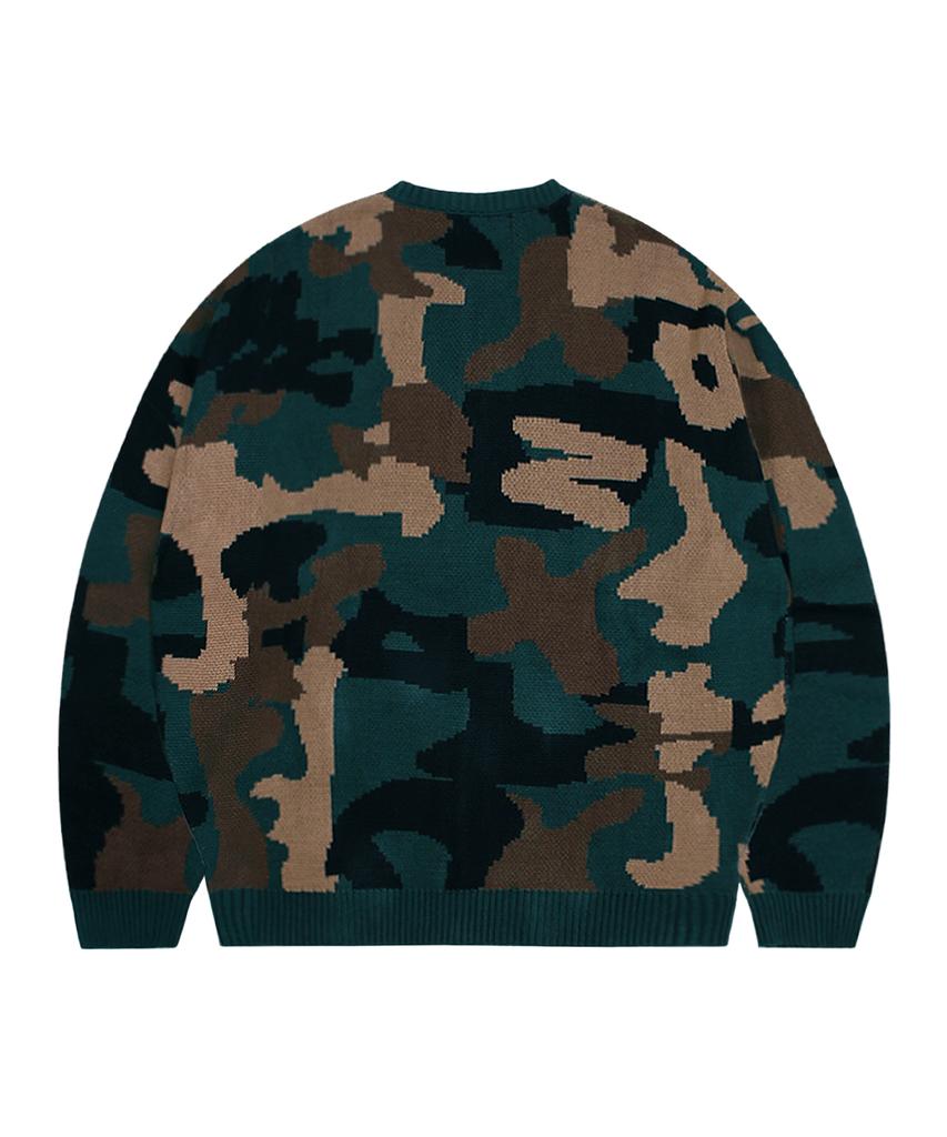 Xtonz Xtk093 Peta Camo Vintage Knit Zip-Up (Camo)