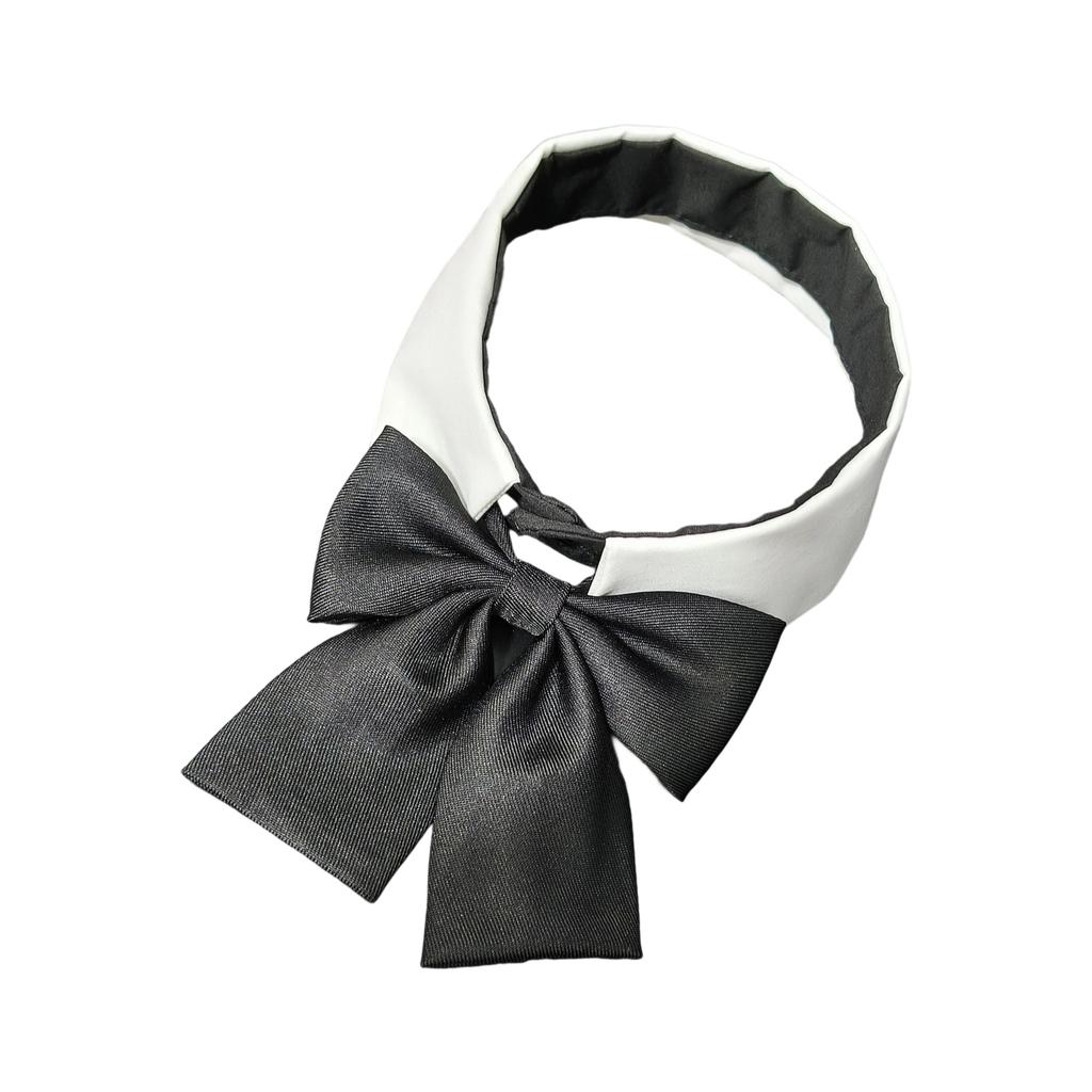 Multipurpose Removable Faux Collar with Black Bowtie Front for Women Girls Elegant Students Shirt Accessories Choker