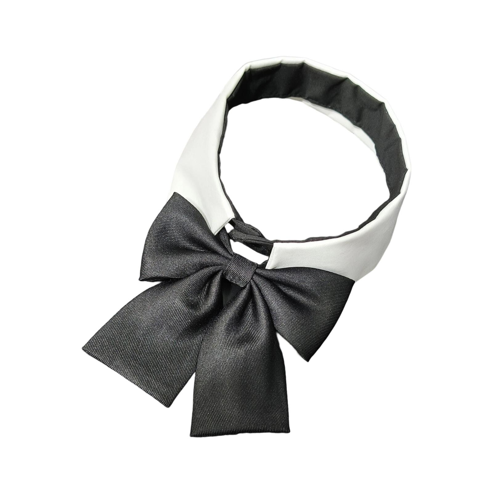 

Multipurpose Removable Faux Collar with Black Bowtie Front for Women Girls Elegant Students Shirt Accessories Choker 1