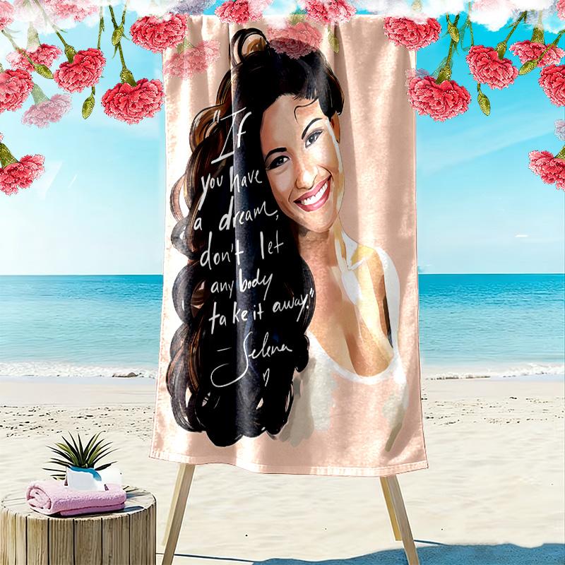 Selena Quintanilla Print Beach Towel, Large Soft Quick Dry Towel for Beach Camping Swimming