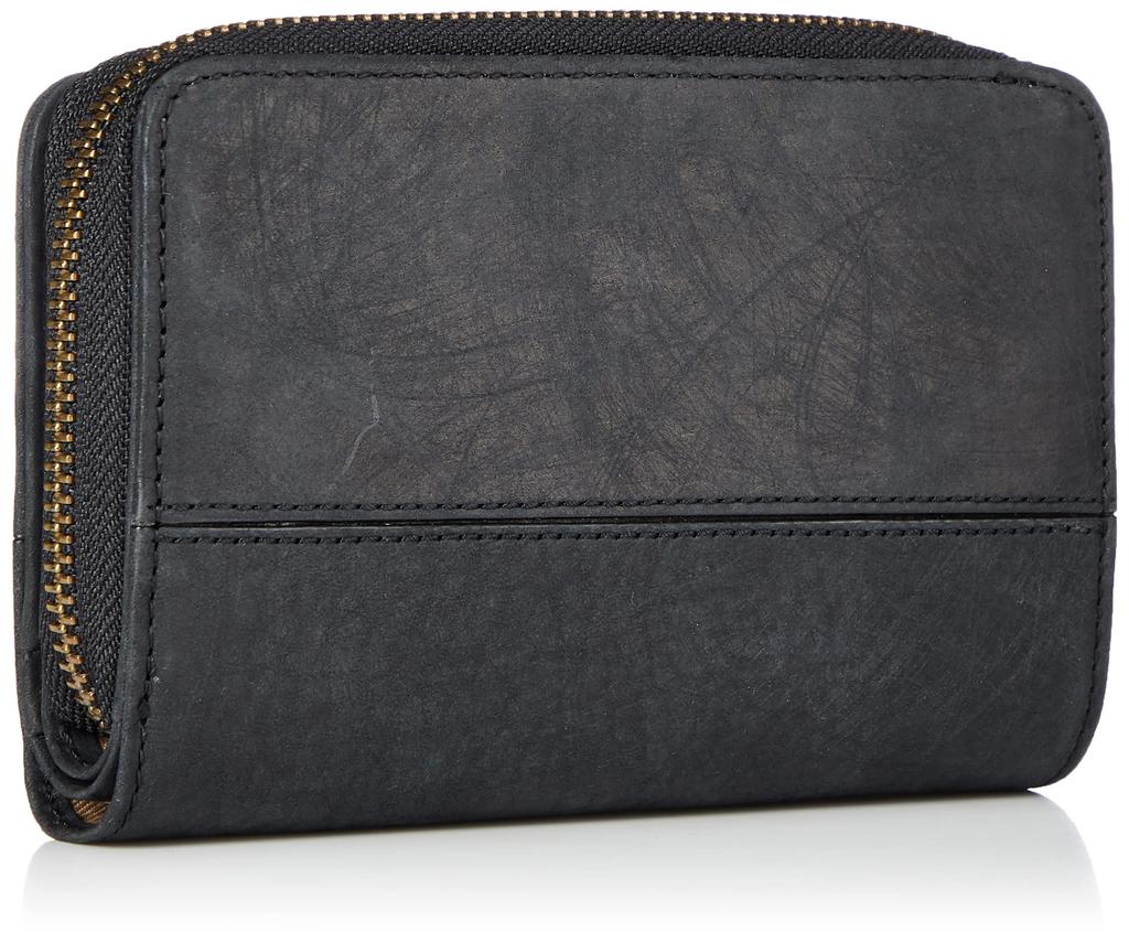 [Katherine Hamnett London] [SCRUB] Portefeuille Moyen en Cuir Tanné Végétal Japonais avec Motif Gratté Fait Main