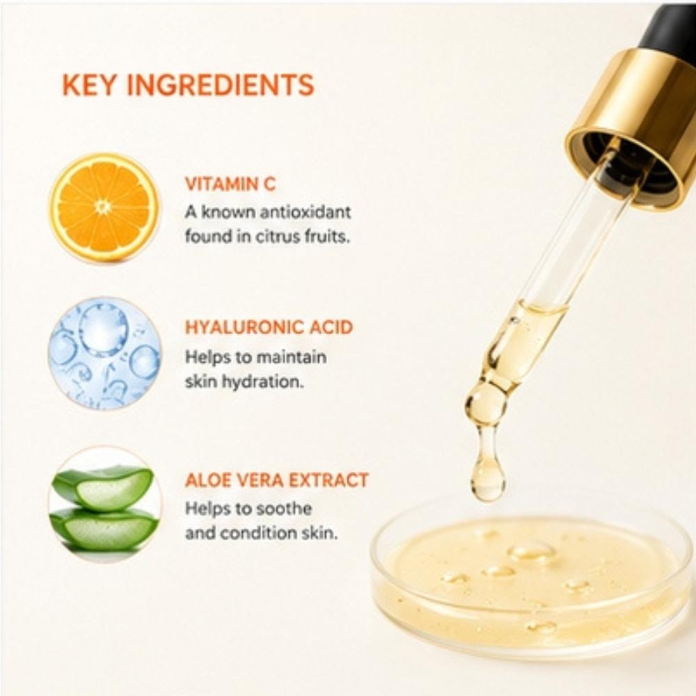 Nuttrel Vitamin C Hautpflege Serum Essence | Feuchtigkeitsspendendes Gesichtsserum mit Hyaluronsäure & Aloe Vera | 30ml