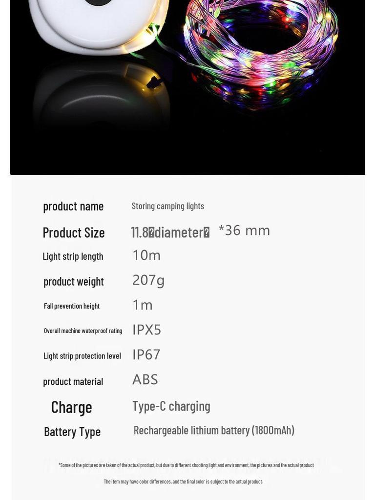 10m Rechargeable LED Light Strip with Built-in 1800mAh Battery for Atmosphere and Decor