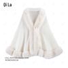 Elegant Faux Mink Woolen Cape Shawl: Plus Size Knit Cardigan Coat for Women