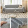 Sofa Handtuch Wohnzimmer Sofa Überwurf Uni Rutschfest Waschbar Atmungsaktiv Quastenkante Kissen Heimdekoration