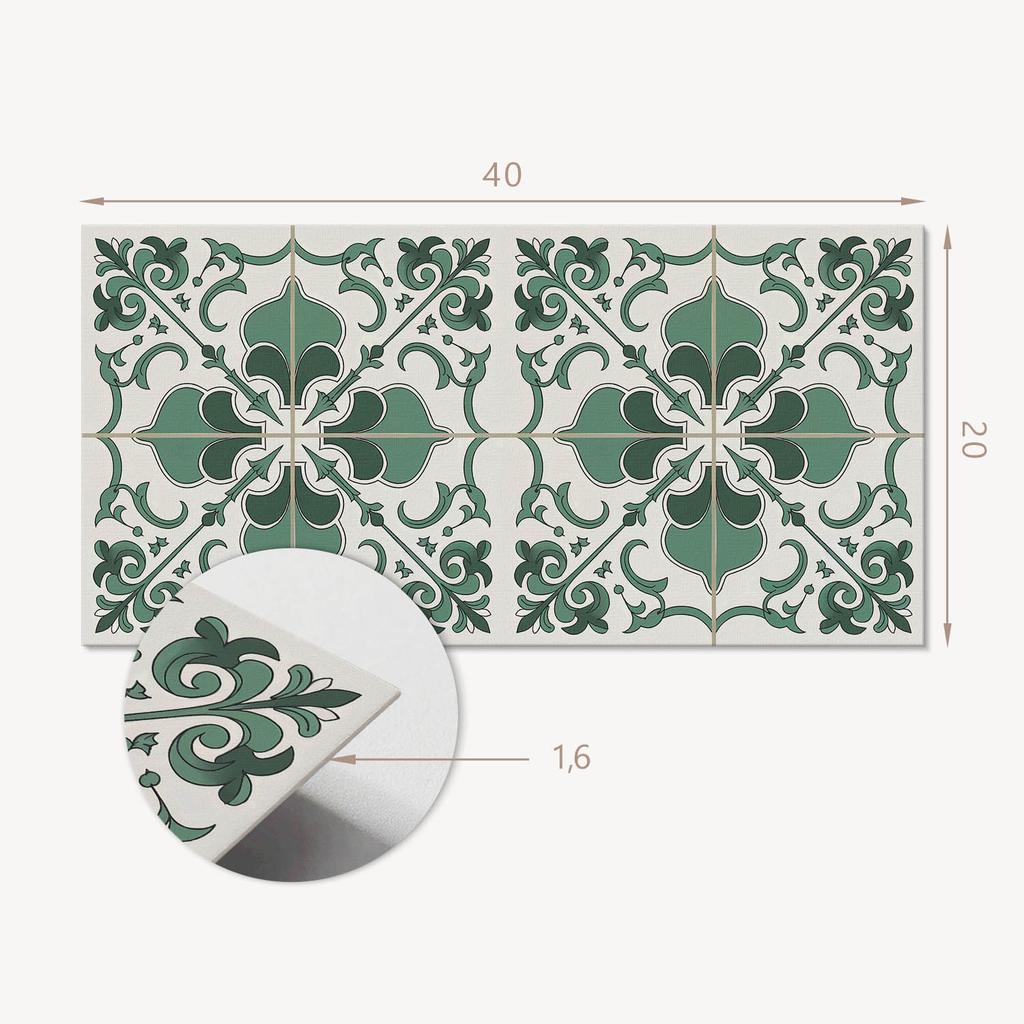 Naklejane Kafelki Z Grafiką Do Przedpokoju Winylowe Elegancki Wzór Roślinny 10X40X20 Cm