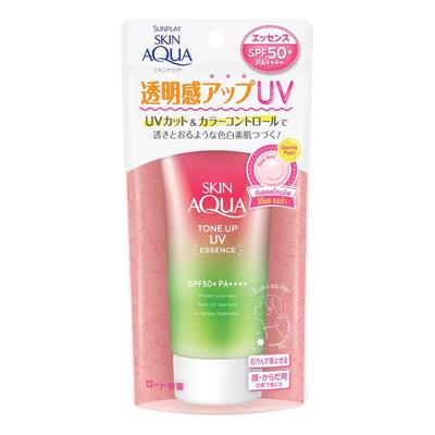 Skin Aqua Tone Up UV Essence Rose Aura SPF 50+ PA++++, Defind Against UV Light and Bring Out Your Skin's Translucency, 80 G
