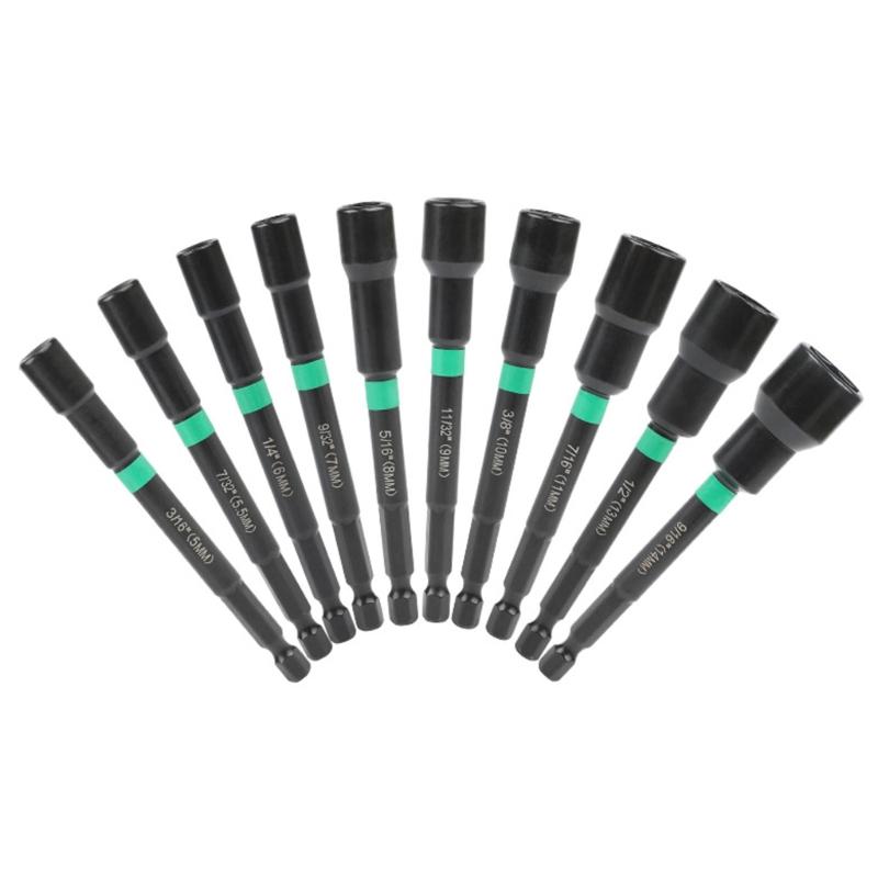 13Piece Practical Hex Head Drill Bit Set Magnetic Nut Driver with Quick Releases Extensions for Drills