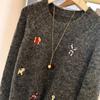 Dog Cartoon Embroidery Round Neck Pullover Sweater for Women in Autumn and Winter New Design Soft and Skin-friendly Knitted Top