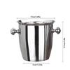 Stainless Steel Ice Bucket Two Handles Wine Champagne Bucket Gold Spit Bucket Wine Barrel KTV Club Bar Tools | Ice Bucket and Clamps