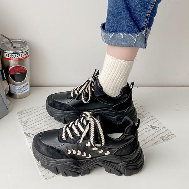 Fashion Thick Soled Height Increasing Womens Sport Shoes Women Breathable Chunky Platform Sneakers Women Running Shoes