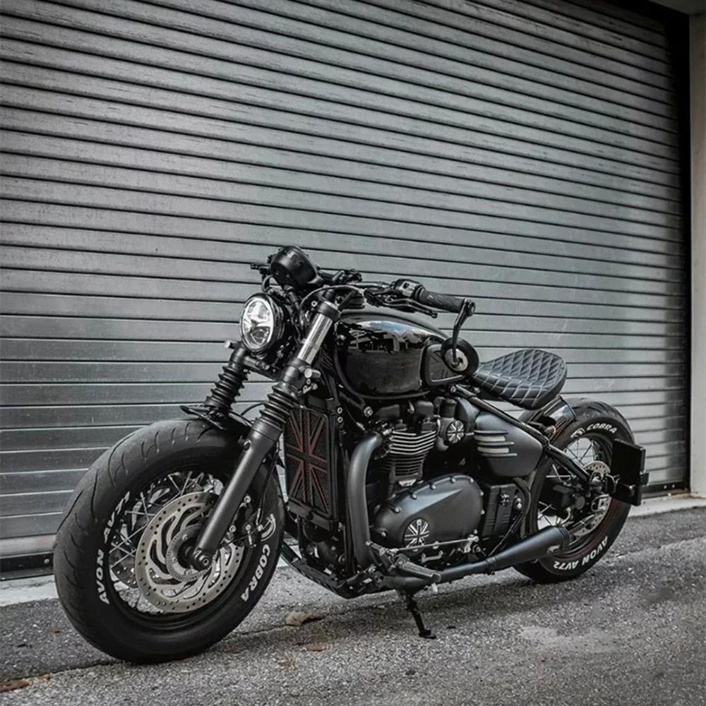Motorcycle Accessories Short Retro Front Fender Mudguard for Triumph Bobber Bonneville Speedmaster 1200 2018- Cafe Racer Black