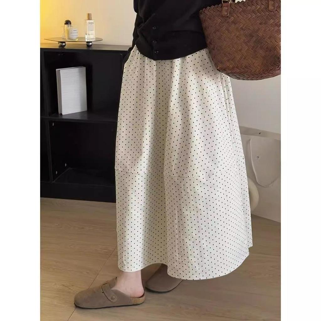 Flowy Floral Print Midi Skirt With Lining For Women French Sweet Style Skirt