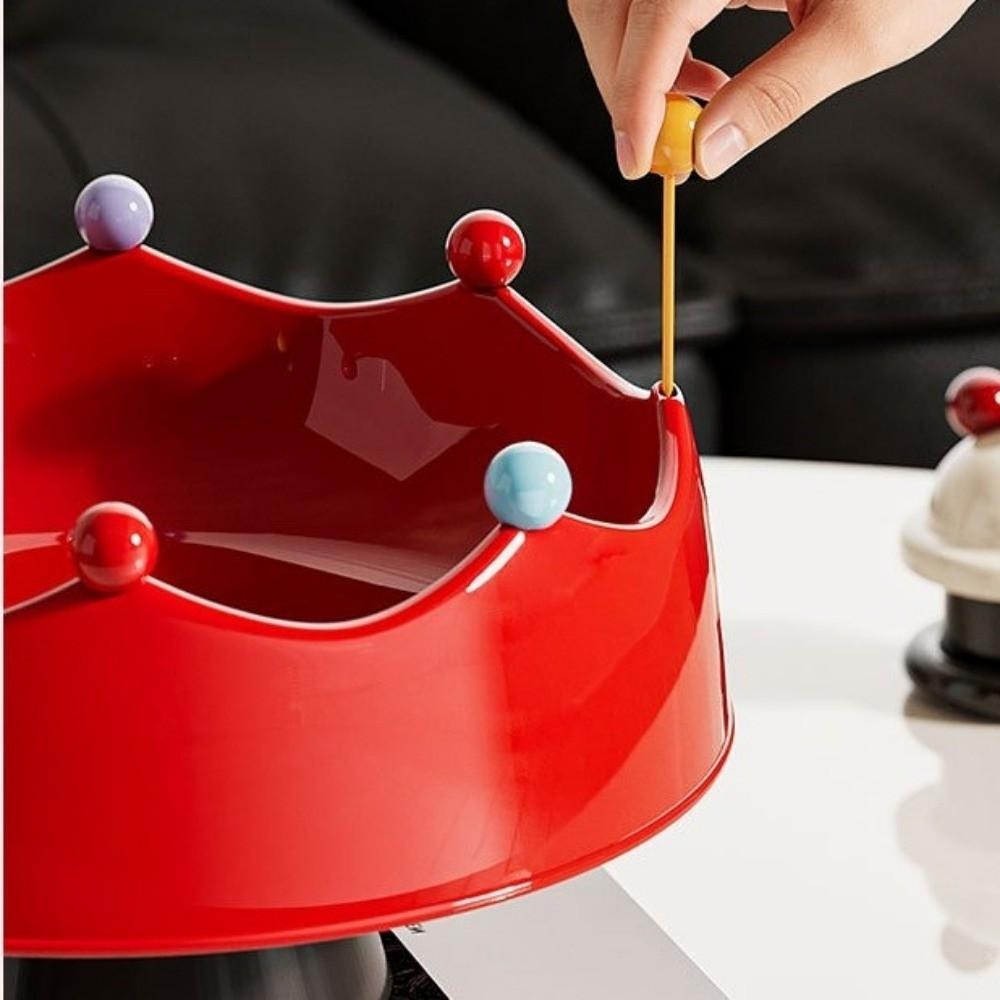 Crown Design Fruit Bowl  with Fork Large Capacity Snack Plate Cute Dry Fruit Tray  Snack Container