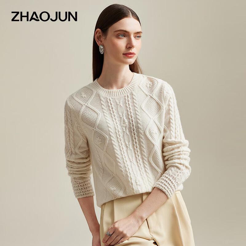 Zhaojun Women's Round Neck Pure Cashmere Sweater