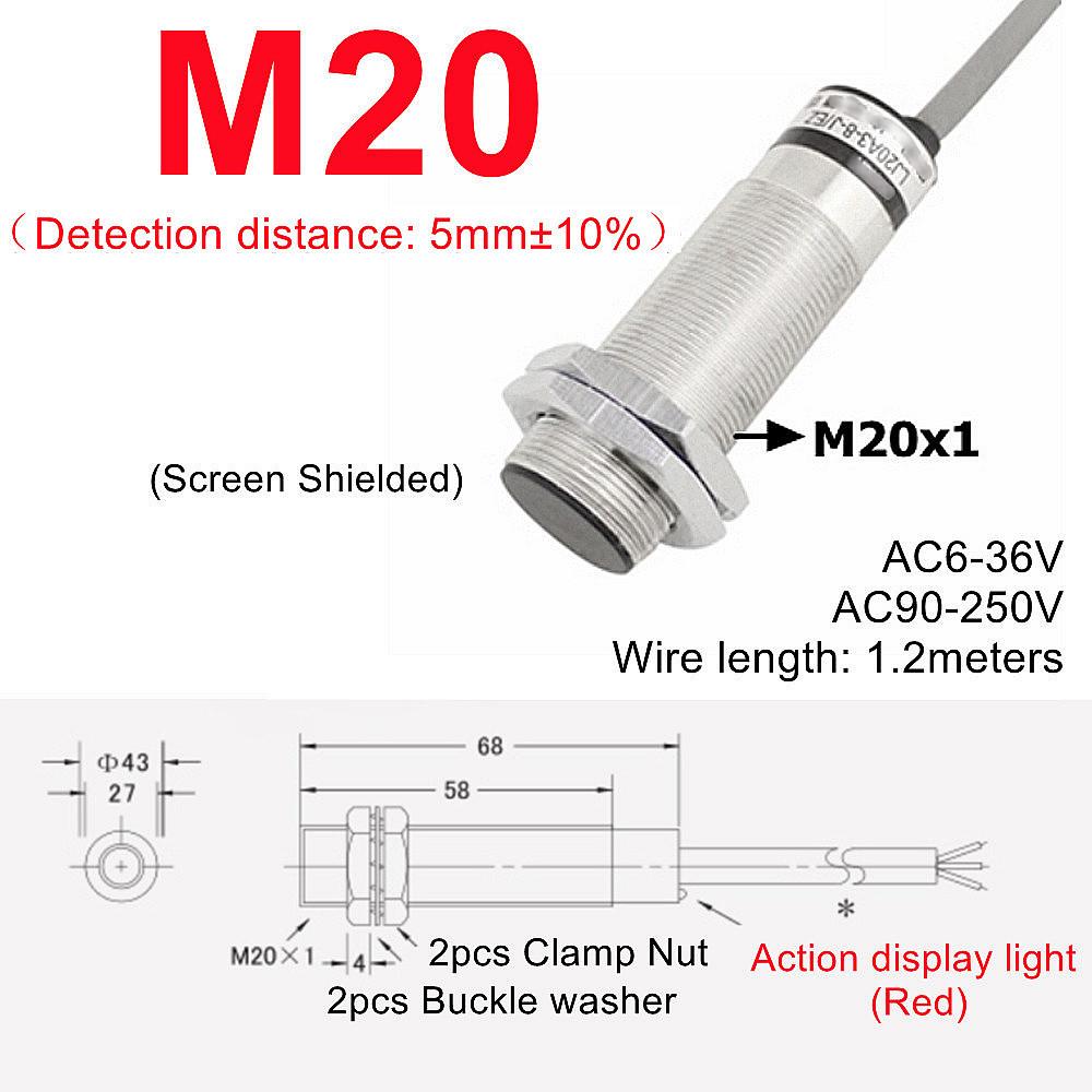 Black Proximity Switch Inductive Proximity Sensor Detection Switch NPN/PNP DC 6-36V Approach Sensor 4mm 6mm M5 M10 14 M16 M20 22