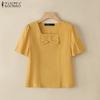 ZANZEA Women Summer Square Collar Casual Short Sleeve Blouse