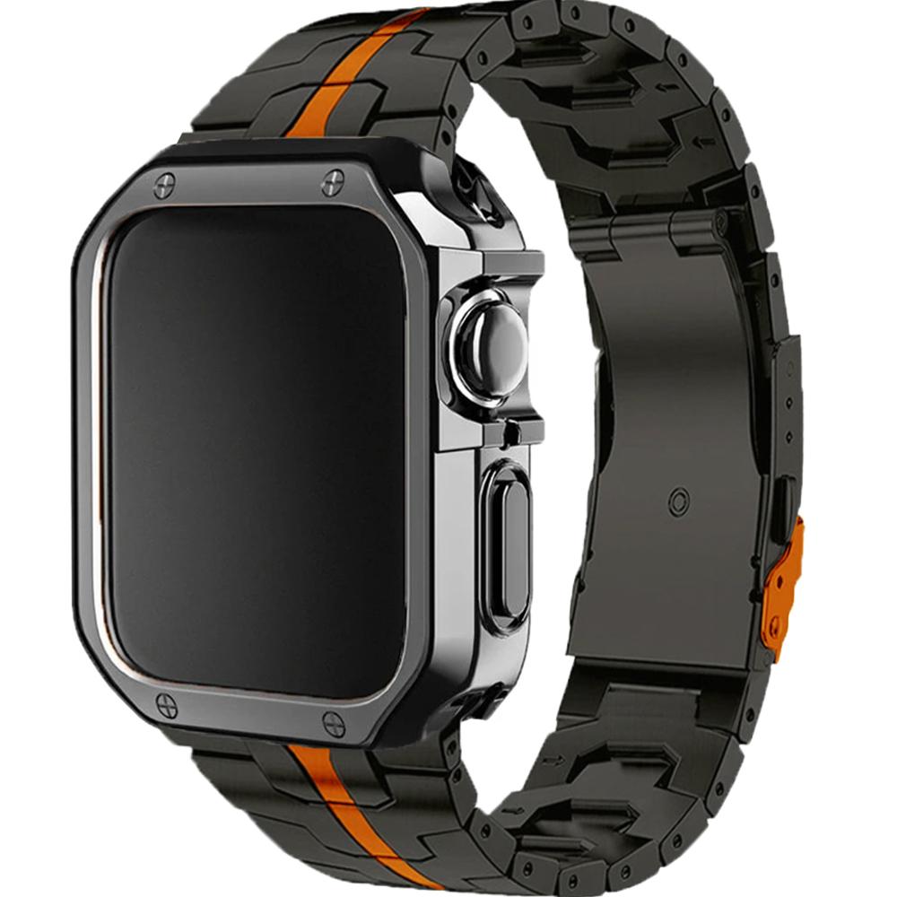 TPU Case+Strap for Apple Watch Band 46mm 42mm Titanium Wrist Bracelet Screen Protectors IWatch 10 9 7 8 45mm 41mm 44mm 40mm 49mm