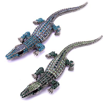 Strass Krokodil Brosche Vintage Tier Pins Schmuck Damen Party Zubehör