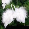 Holiday Party Props 10Pcs White Feather Angel Wings Ornament for Christmas Tree Decoration, Soft Fluffy Baby Photography Accessories Hanging