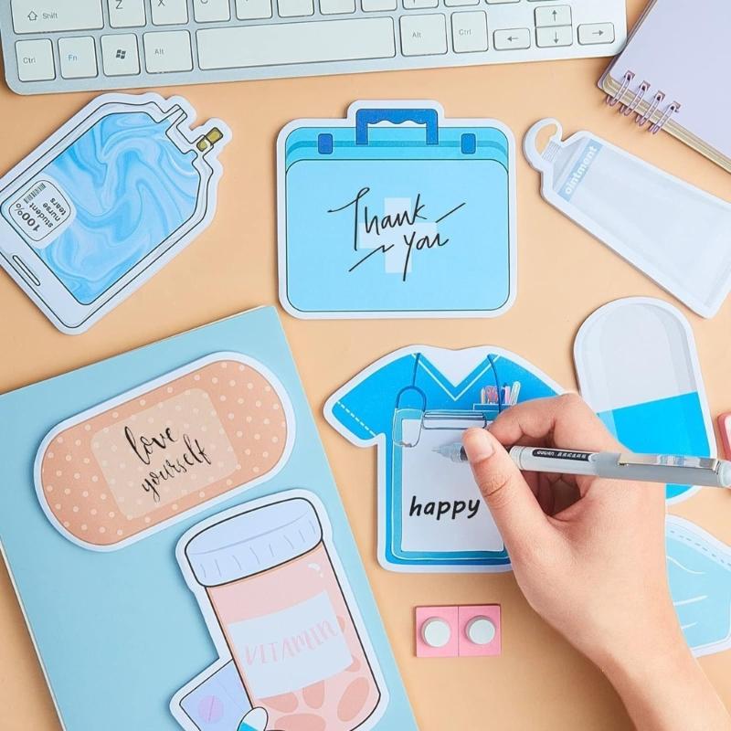 Novelty Healthcare Note Paper Self Adheive Note Paper Small Notepads 30Sheets/Pad for Student Teacher Writing Noting