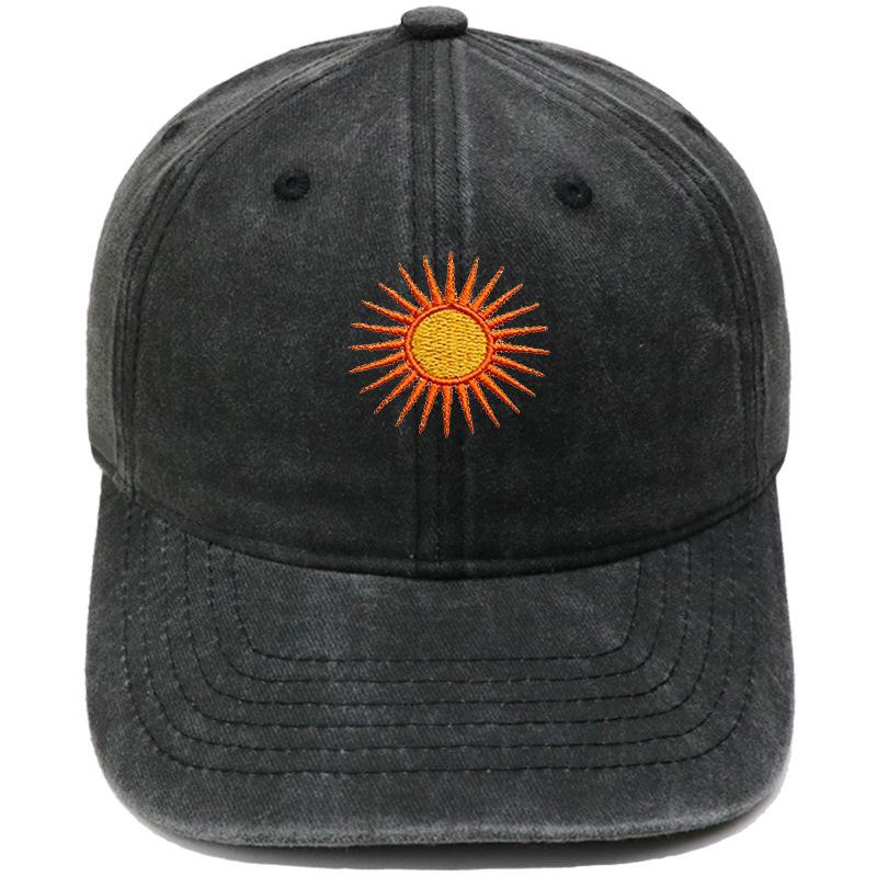 Radiant sun embroidery soft top retro dad hat bohemian outdoor outing men's and women's sunshade cap