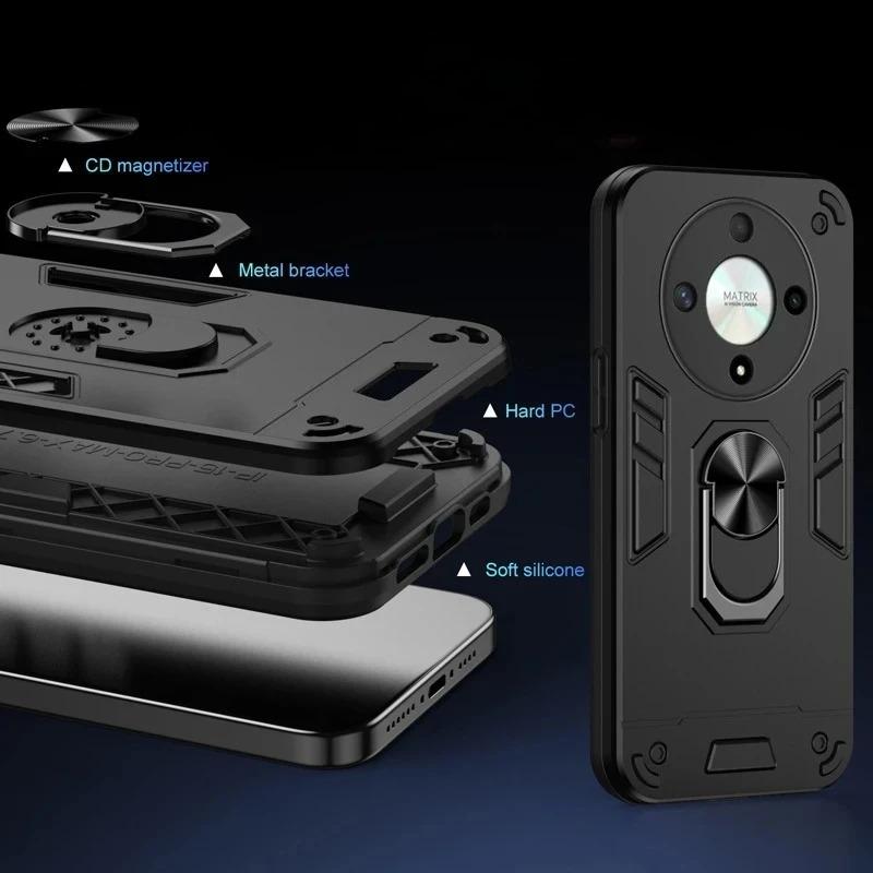Custodia di Grado Militare per Honor Magic8 Lite Magic 8 Pro X9d 5G Copertura Protettiva Antiurto Supporto ad Anello Porta Fundas Coque