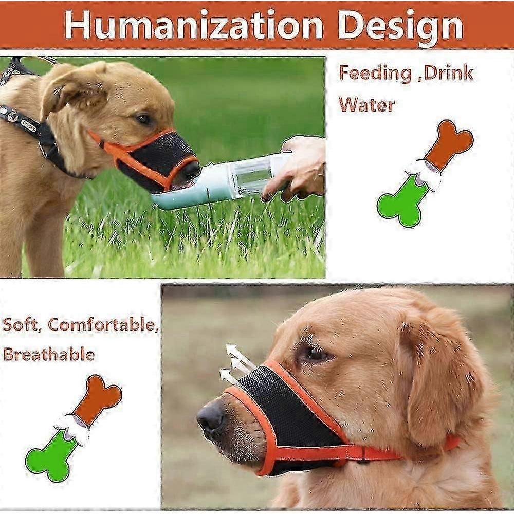 Soft Air Mesh Dog Muzzle for Small/Medium/Large Dogs, Dog Mussel Stop biting, Barking & Chewing, Drinkable Adjustable Gentle Pet Muzzle (Orange, XL)