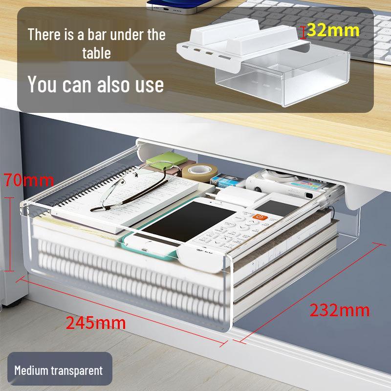 Niewidoczny organizer pod biurko: Bez wiercenia szuflada na artykuły biurowe