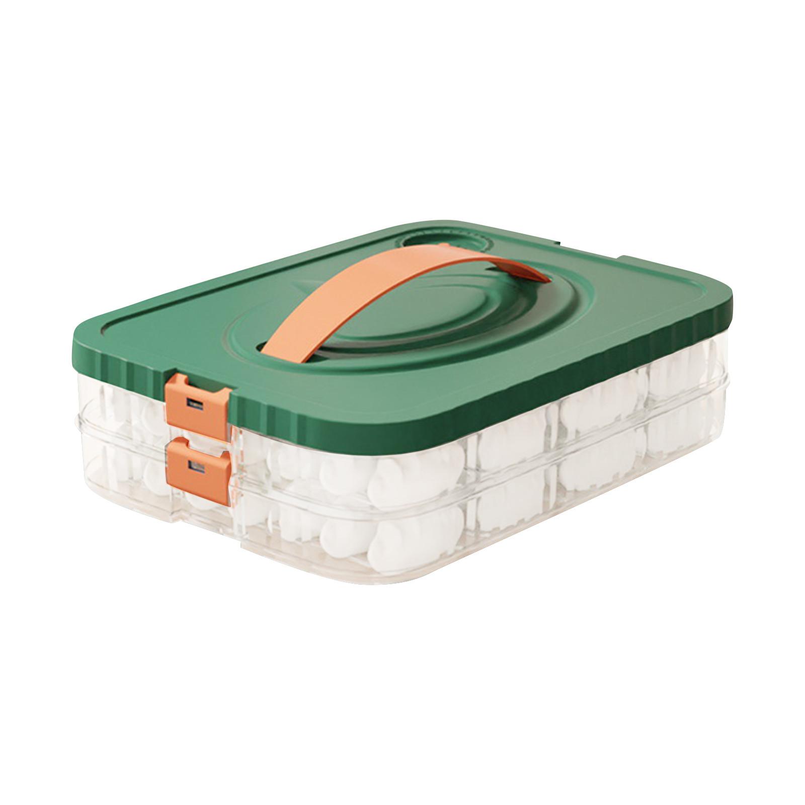 

Бытовая коробка для пельменей, многослойная коробка для быстрого хранения пельменей большого размера с крышкой, кухонная коробка, коробка для хранения свежих пельменей One Size зелёный