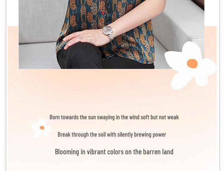 Grandma's Mulberry Silk Short-Sleeve Summer Top for Middle-Aged and Elderly Women