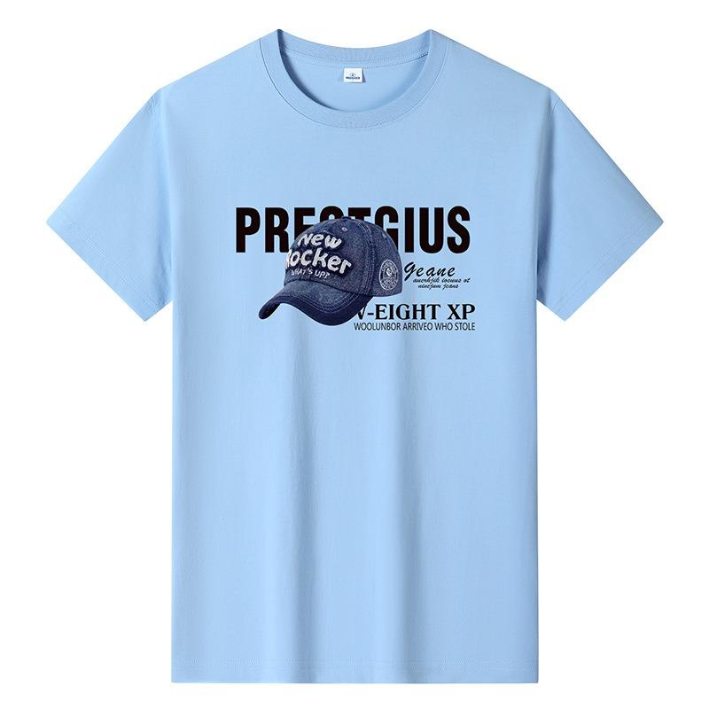 IHUASU Men's Fashion Casual Summer Spring O-Neck Short Sleeve Blouses & Shirts Elegant