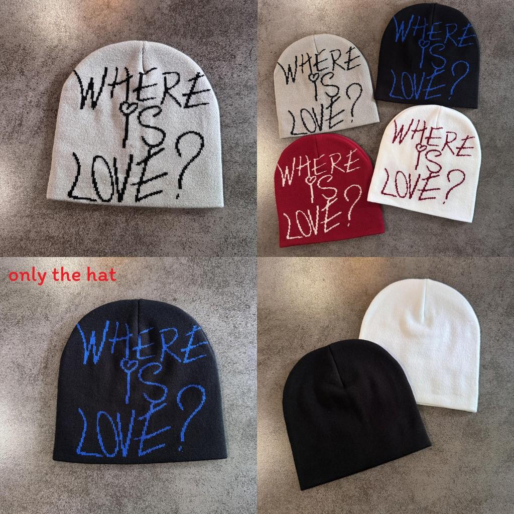 Simple Color Blocked Letter Pattern Neutral Casual Warm Knitted Hat For Streetwear Style