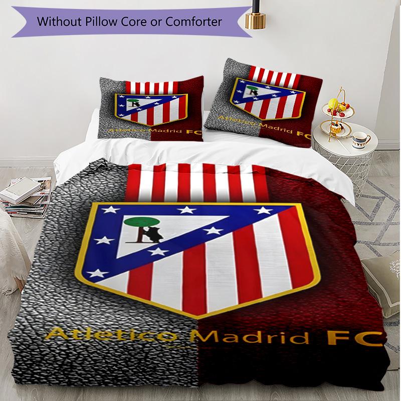 3pcs Duvet Cover Set (1*Duvet Cover + 2*Pillowcase, Without Core), football club Print Soft All‑Season Bedding Set, Home Bedroom Decor Gift