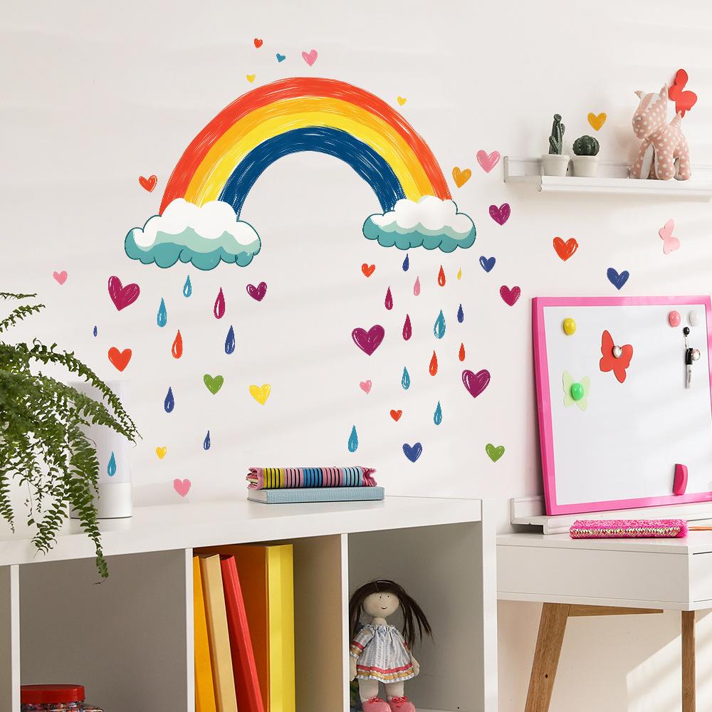 Creative Rainbow Love Clouds Bedroom Living Room Home Background Beautification Decoration Wall Stickers