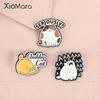 Cartoon Seriously Cat Enamel Pins Chubby Cat Kitten Laughing Funny Animal Cat Lover Brooch Lapel Badge Jewelry Gift for Friends