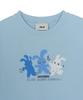 Emelbi Women'S Small Bunny Graphic Slim Semi-Crop Short Sleeve T-Shirt La (Mg.Blue)