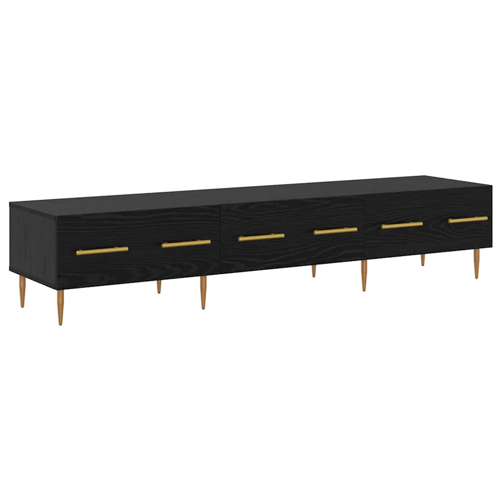 TV Cabinet Black Oak Effect 150 X 36 X 30 Cm Particleboard