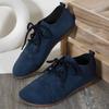 Zapatos planos de moda para mujer Primavera Nuevo Punta redonda Empalme Cordones frontales Suela suave Antideslizante Resistente al desgaste Zapatos individuales