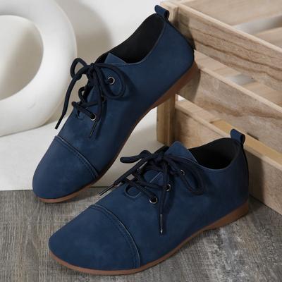 Scarpe basse da donna alla moda Primavera Nuove Punta rotonda Impunture Allacciatura frontale Suola morbida Antiscivolo Resistenti all'usura Scarpe singole