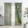 Chinese Style Retro Curtains Animal Peacock Pattern Living Room Bedroom Decorative Home Decoration Curtain Set Of 2 Made Polyester With Rod Pocket