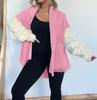 Chaqueta de Lana Denim con Manga de Punto Patchwork para Mujer Transfronteriza 2023