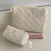 Ins Style Korduroy Ästhetischer Kosmetik-Organizer Große Kapazität Reißverschluss Floral Make-up Tasche Hautpflege Clutch Kosmetik